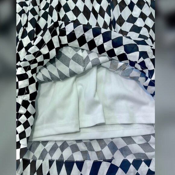 Versona Black White Checkered Palazzo Super Wide Leg Pull On Pants Women size S - Picture 3 of 5
